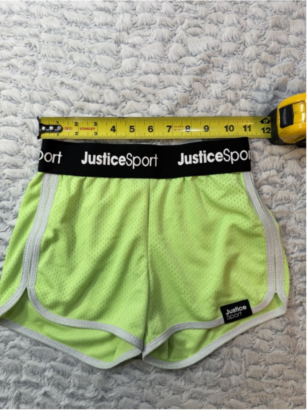 Justice Sport Girls Green Mesh Pull-On Shorts Logo Elastic Waist Size M 2" - Picture 2 of 8